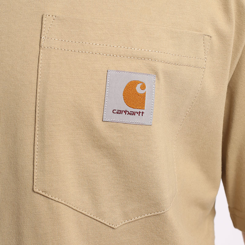 мужская бежевая футболка Carhartt WIP S/S Pocket T-Shirt I030434-ammonite - цена, описание, фото 2